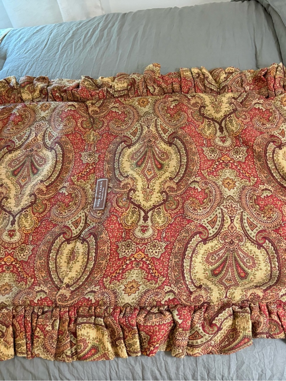 Double D Ranch Ruffled Tapestry King Size Pillow Sham. - Picture 12 of 13